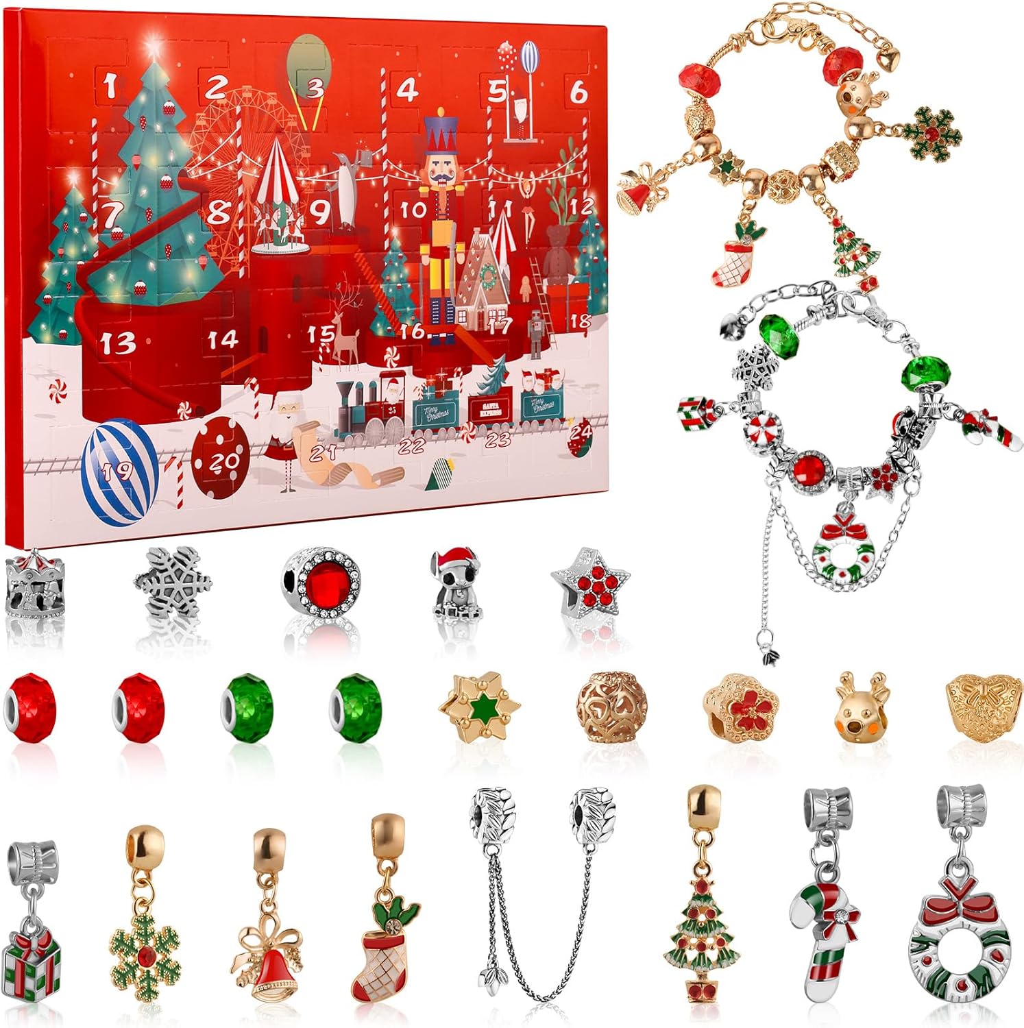 Advent Calendars - Advent Calendar 2023 Bracelets for Girls with 24 Days Christmas Countdown Calendar, 24pcs DIY Charm Jewelry Making Kit, Christmas Gift for Kids Teens Women
