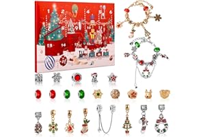 VEWICOKOP Advent Calendar 2023 Bracelets for Girls with 24 Days Christmas Countdown Calendar, 24pcs DIY Charm Jewelry Making Kit, Christmas Gift for Kids Teens Women