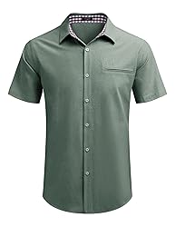 COOFANDY Men Oxford Short Sleeve Button Down Shirt