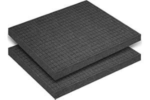KINXIYU Polyurethane Foam Padding, 2 PCS 16 x 12 x 1 Inch Black Perforated Pick and Pluck Foam Sheets for Tool Box, Camera, Crafts and Storage