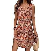 Aokosor Womens Summer Dresses 2025 Loose V Neck Sleeveless Dress Sundresses Swimsuit Coverup