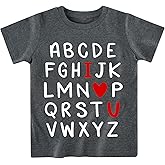 Kids Valentines Shirt Boys Girls Valentine Love Heart Graphic Tees Raglan Toddler Short Sleeve T-Shirt Tops 2-7 Years