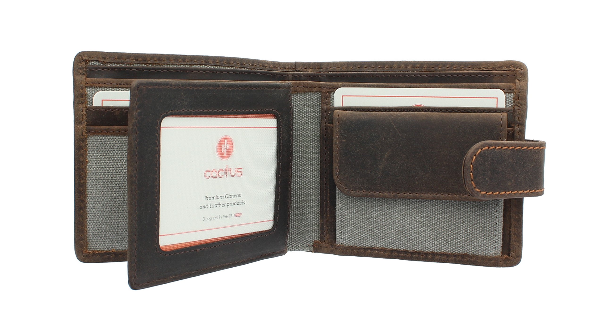 Cactus Bi-Fold Canvas Wallet with Leather Trim and RFID Protection 183_81 Grey
