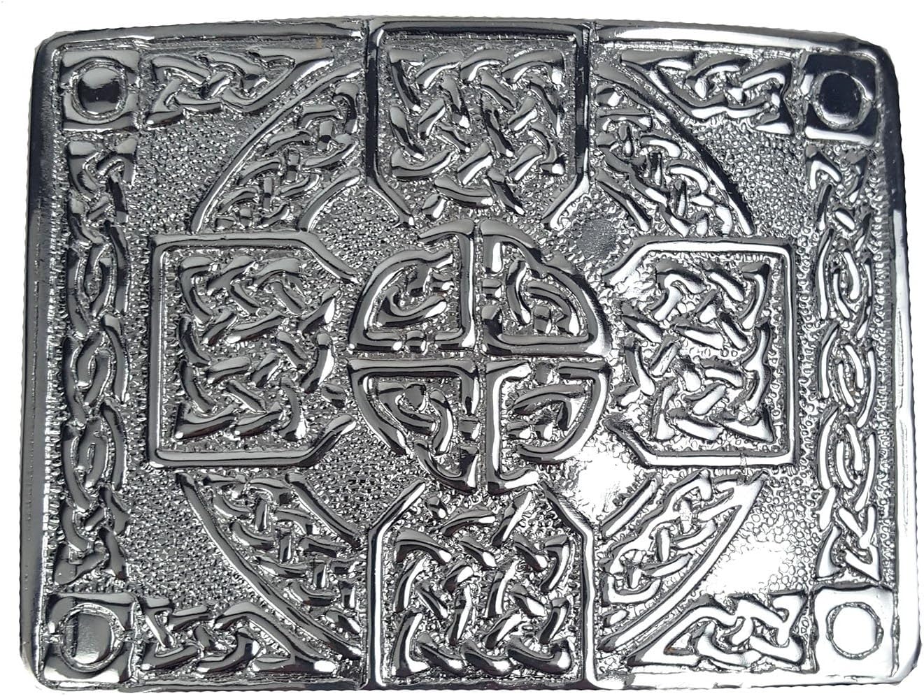 Chrome Celtic Cross Kilt Belt Buckle