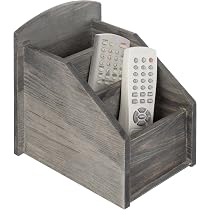 Boîte Rangement Télécommandes En Bois Rustique - 2 Compartiments, Poignée, Idéale Salon/bureau