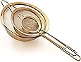 Proto Future Strainer Set Fine Mesh – Premium 304 Stainless Steel (18/8) – 3.3″, 5.5″ and 8″ Sturdy Kitchen Strainers (Gold)