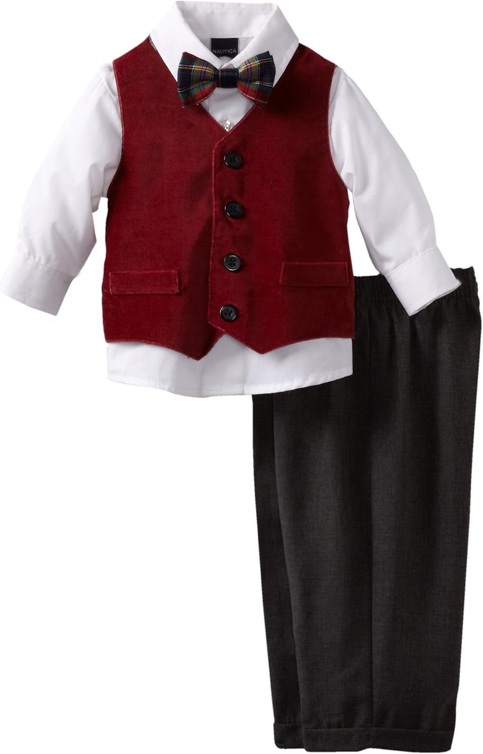 Nautica Dress Up Baby Boys' 3 Piece Solid Velvet Vest Set