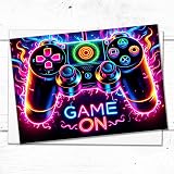 Olivia Samuel Gaming Party Invitations 40 Pack Neon Colour Invites with view 3