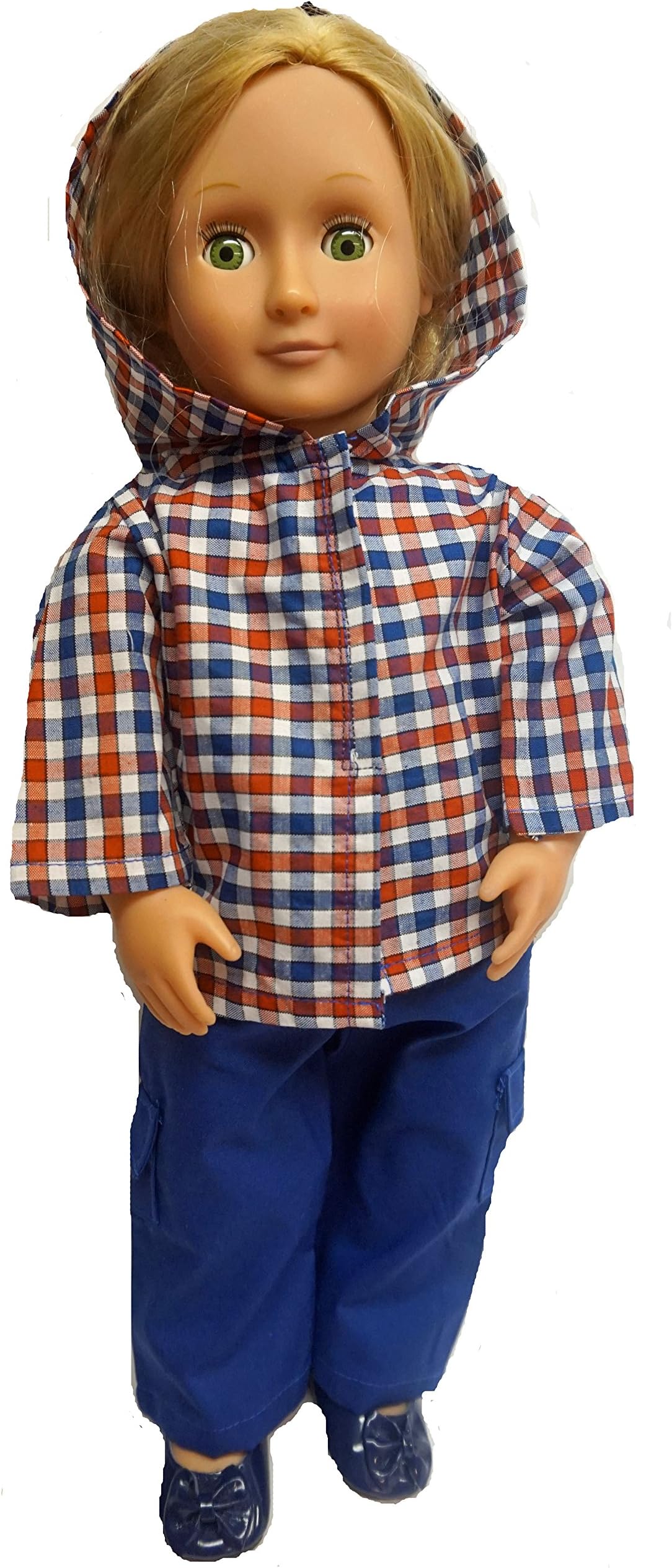 Doll Clothes Superstore Red White Blue Check Hoodie With Pants For 18 Inch Dolls