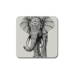 Elephant Pattern Square Coaster Set - Made of