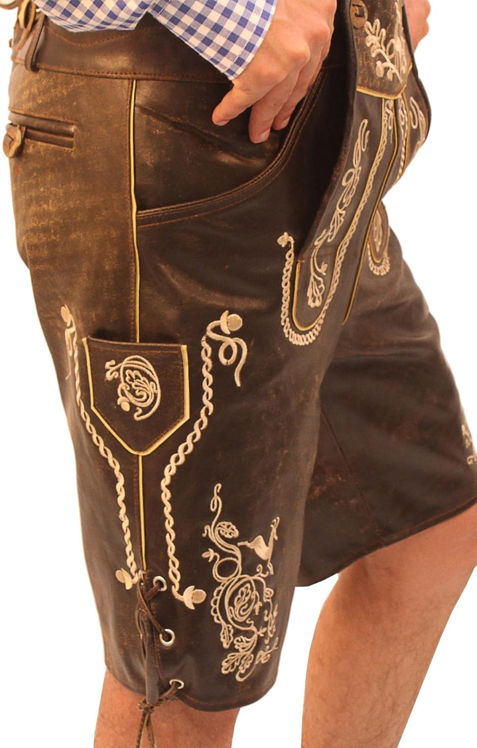 Oktoberfest Trachten Short Lederhosen for Men | Traditional Authentic German Outfit | Wild Brown: Clothing