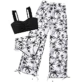 Patgoal Teen Girls 3 Pieces Bikini Bathing Suit with Rash Guard Pants Quick Dry Swimwear Cover-Up Sets Kids Tankini Set 9-16Y