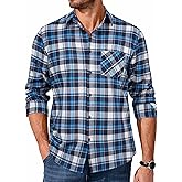 COOFANDY Men's Flannel Shirts Long Sleeve Button Down Plaid Shirt Lightweight Shirt
