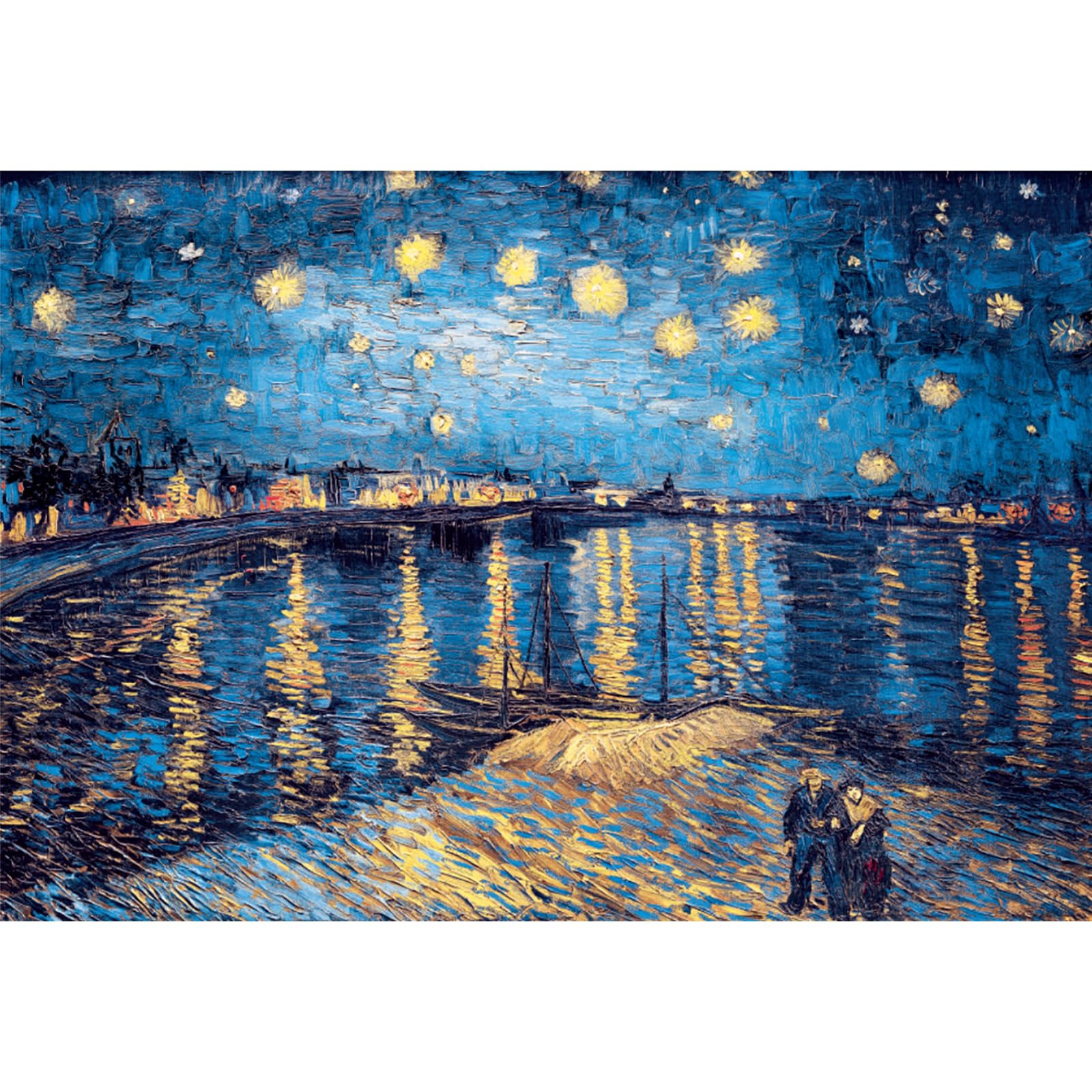 MISITU 2000 Pieces Puzzles for Adults, "Starry Night in Rhone River" by Vincent Willem Van Gogh, Art Jigsaw Puzzle for Children over 14 Years — image 1