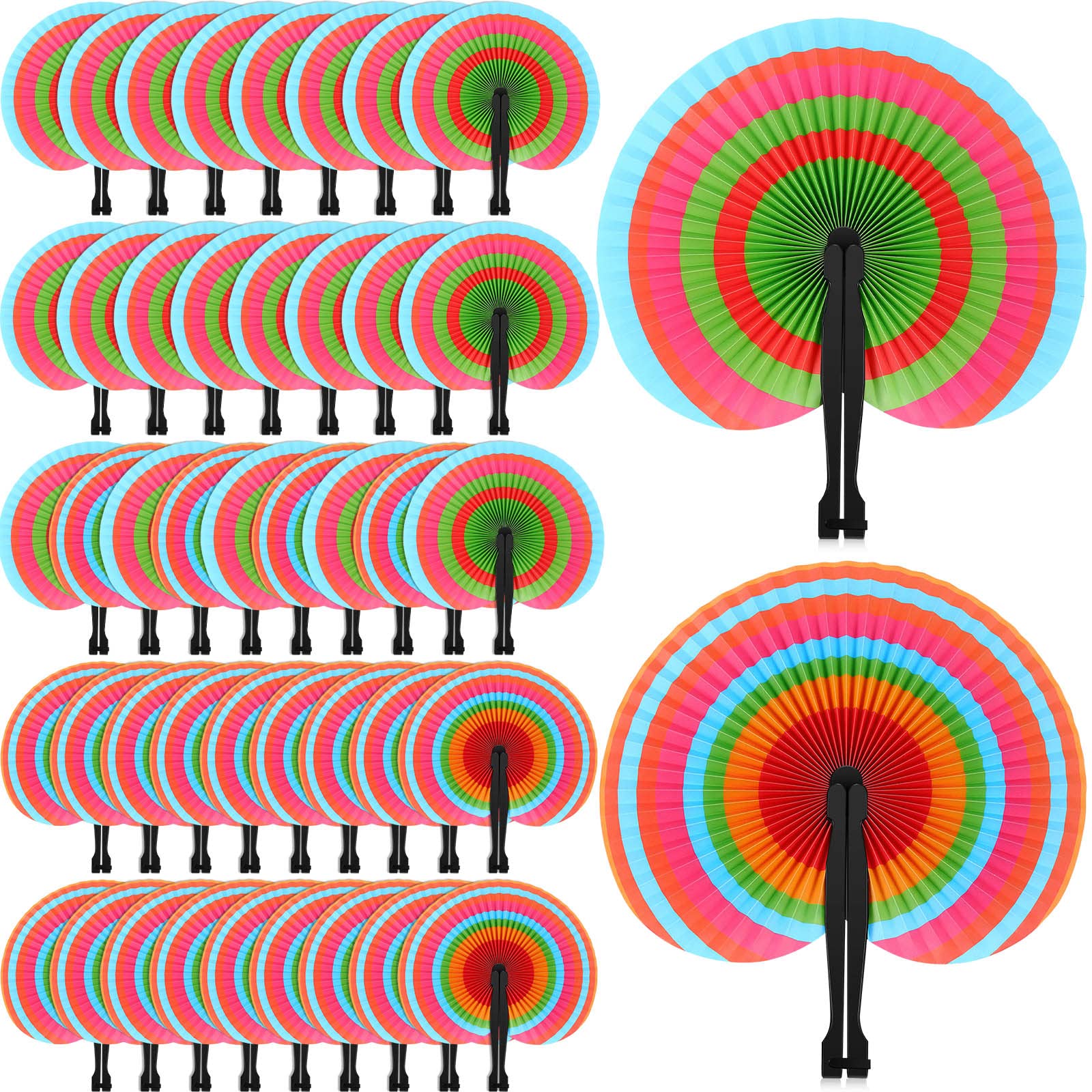 Photo 1 of Taiyin 24 Pcs Fiesta Paper Fans Party Supplies Decorative Folding Handheld Fans Baby Shower Favors for Summer Holiday Wedding Birthday Gifts Party Supplies