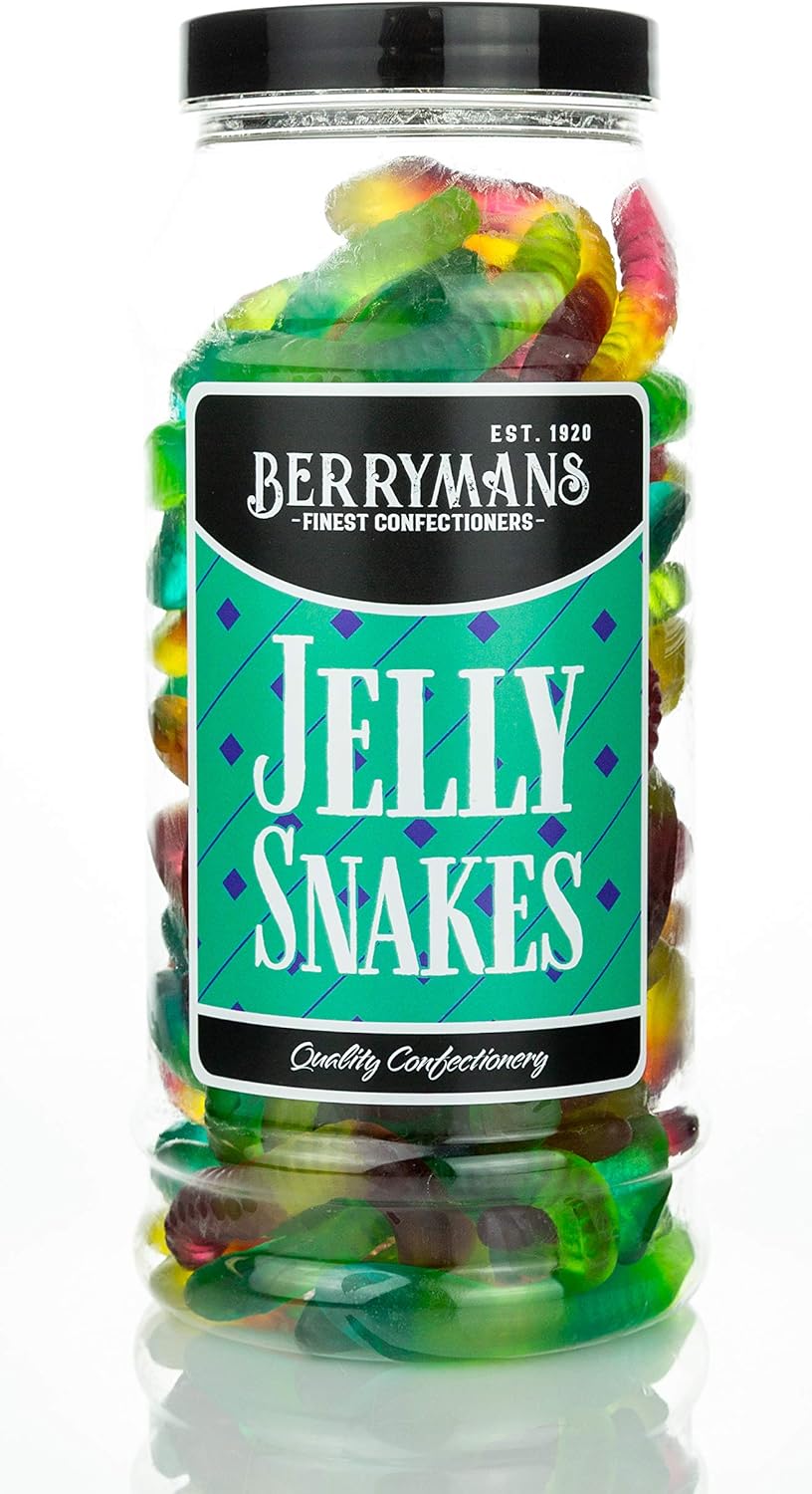 Original Jelly Snakes Retro Sweets Gift Jar by Berrymans Sweet Shop