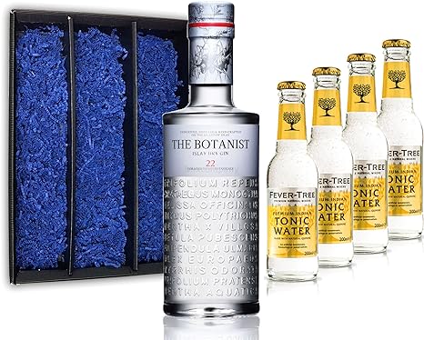Gin Tonic Geschenkset - The Botanist Islay Dry Gin 0,7l 700ml (46% Vol) + 4x Fever Tree Tonic Water 200ml inkl. Pfand MEHRWEG + Geschenkverpackung