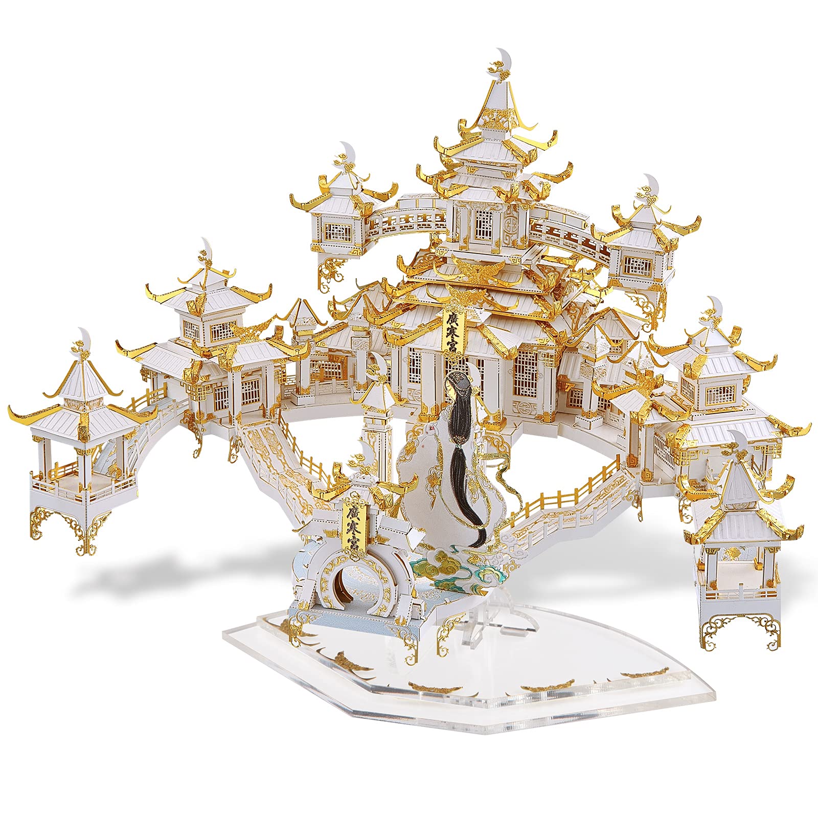 Piececool 3D Metal Puzzles for Adults, The Moon Palace 3D Metal Models Kits, Chinese Architecture Building Kits, Brain Teaser 3D Puzzles for Teens DIY Craft Kits, Great Birthday Gifts, 429 Pcs