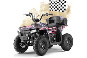 Superrio 4 Wheeler for Kids 8-14, Four 4 Wheelers for Adults, 40CC 4-Stroke Kid Quad Mini Dirt Bike, Cuatrimotos 4x4 para NiñOs, Kids Gas 4 Wheeler, Max Load 165 lbs, Gas Powered Utv (19-Flag.)
