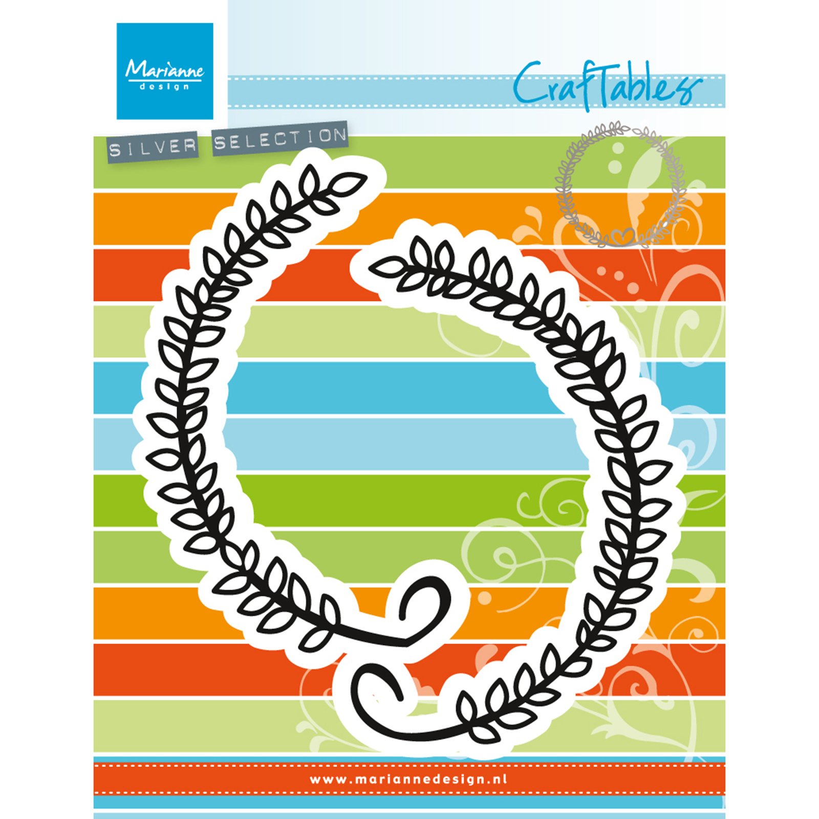 Marianne Design Craftable "Laurel with Heart" Die, Metal, Grey