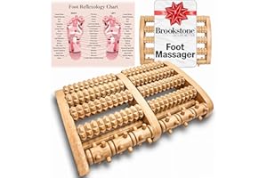 Brookstone Wooden Foot Roller Massager - Deep Tissue Reflexology & Trigger Point Therapy for Plantar Fasciitis, Arch & Heel Pain Relief - Portable Manual Massager, Ideal Gift for Home or Travel