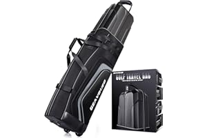 GEAVOUED Golf Travel Bag for Airlines,with Hard Case Top and Oversize Wheels,Waterproof Oxford Fabric,Sturdy Support Base,Gol