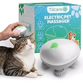 Tilcare Handheld Pet Massager for Dogs and Cats Electric Cat and Dog Massage Tool - Head and Back Scratcher for Relieving Tension, Tight Muscles and Stiffness with Four Rotating Massage Heads