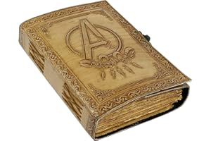 SH SHIFAA HANDICRAFT Avengers Marvels Logo Embossed Vintage Deckle Paper Leather Sketchbook Journal Writing Notebook for Men & Women Leather Bound Notebook Daily Notepad 7 x 5 Inches.