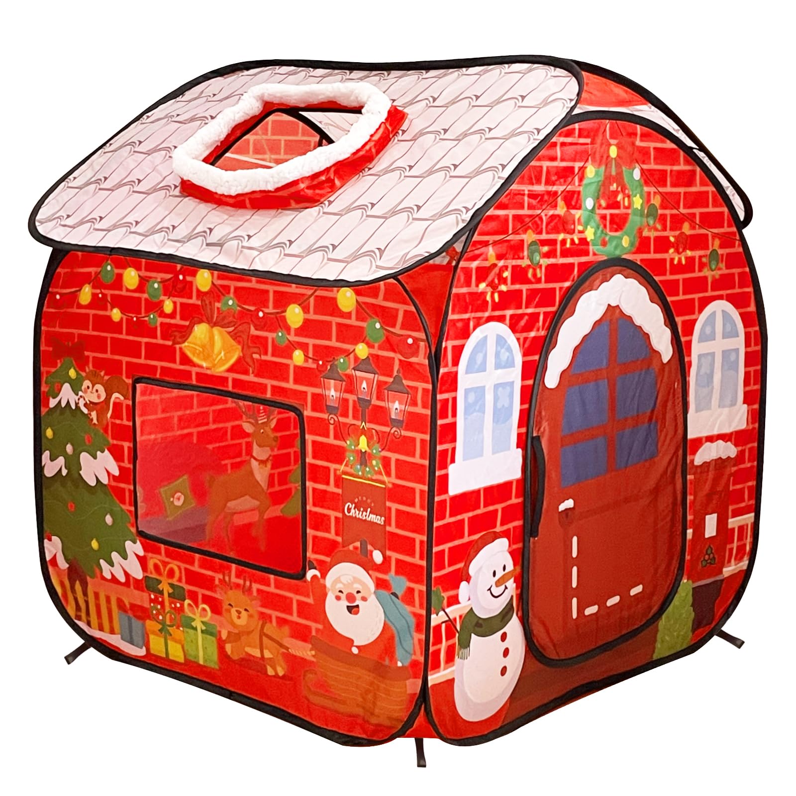 Christmas Play Tent for Kids, Christmas Themed Pop Up Play Tent, Playhouse Indoor Outdoor Folding Portable Play Tent for Boys and Girls