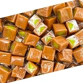 Caramel Candy Individually Wrapped, Green Apple Filling, 1 Lb Bag | Caramel Cubes for Snacking and Baking