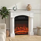 HOMCOM Modern Fireplace Mantel Freestanding with Leg 43.25"x42.75"White | Surround for Electric Fireplaces