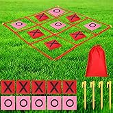 Soulchen Valentine's Day Giant Tic Tac Toe Game with Bean Bag Toss and Storage Bag Outdoor Galentines Valentines Games for Adults Couple Family Large Outside Lawn Yard Carnival Party Supplies