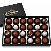 ANDY ANAND CHOCOLATIER Champagne, Rum, Irish Cream &amp; Kahlua Belgian Chocolate Truffles Gift Boxed &amp; Greeting Card, Delicious, Succulent &amp; Divine Birthday Christmas Anniversary (24 Pcs)