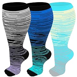 Refeel 3 Packs Plus Size Compression Socks Wide