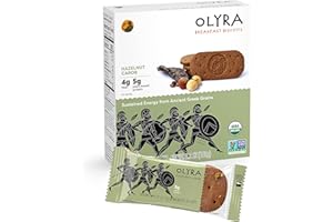 Olyra Hazelnut Carob Breakfast Biscuits, Healthy Snacks for Kids and Adults, Low Sugar, High Fiber, Vegan Organic Cookies, with Ancient Greek Grains, USDA Certified Organic, Non GMO, 4 Packs