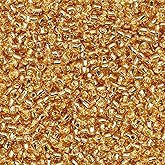 Transparent Gold Seed Beads200 Grams About 6500pcs, 3mm 8/0 Glass Craft Beads for Making Earrings, Bracelets, Pendants, Waist Jewelry,DIY Handmade Seed Beads(Transparent Gold )