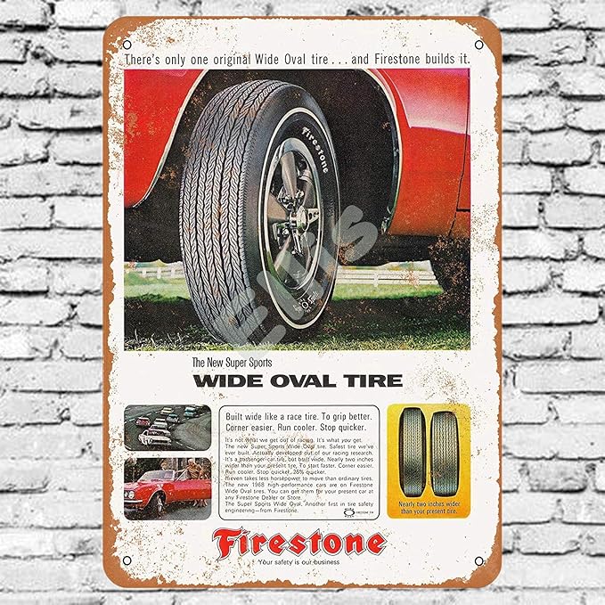 Ellis 1967 Letrero de Metal con diseño de Llantas ovaladas Anchas