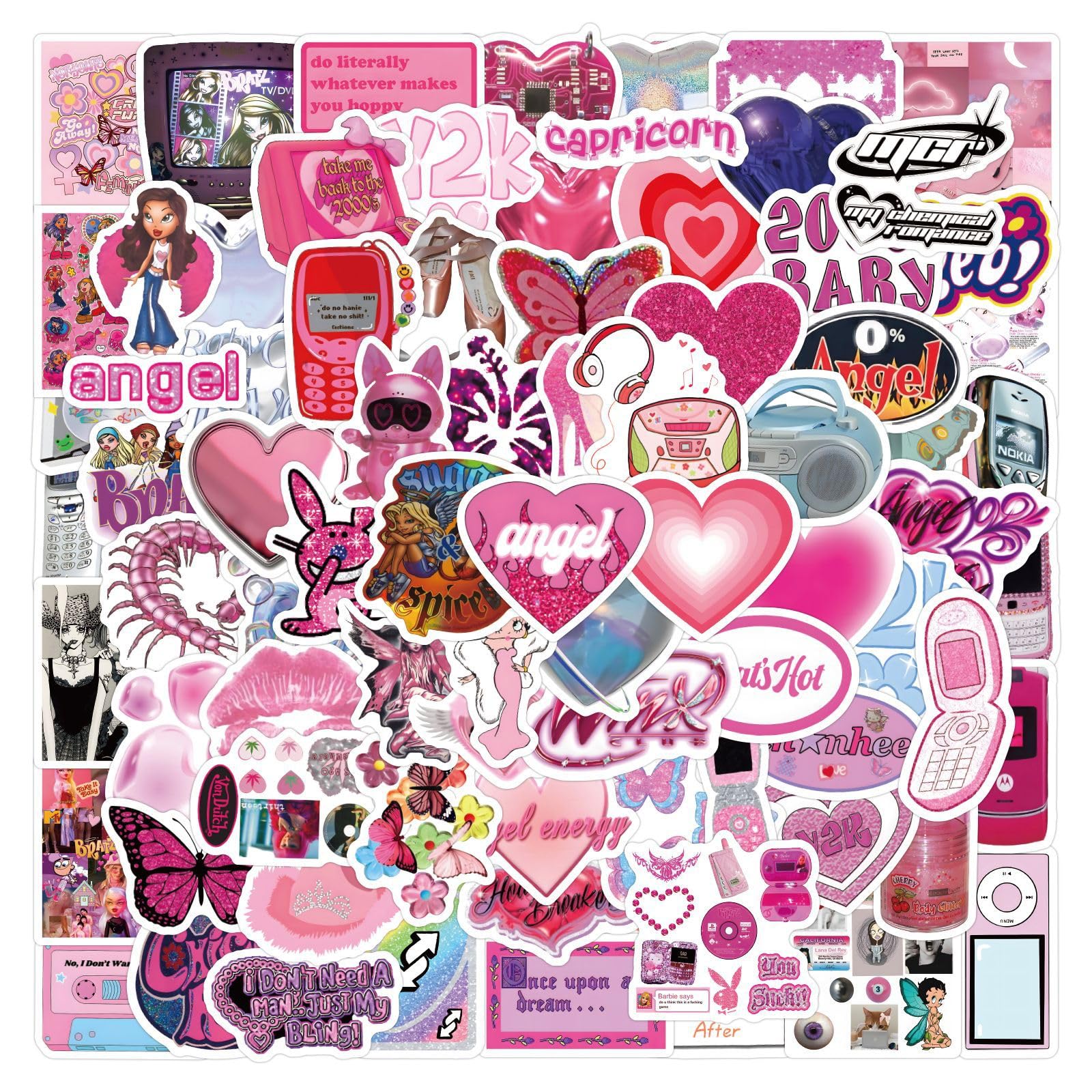 Bric dodo 100Pcs Y2k Retro Graffiti Stickers Laptop Car Skateboard Suitcase Luggage Bike Cool 2000s Cartoon Waterproof Aesthetic Personalised Stickers for Teens Boys Girls Adults