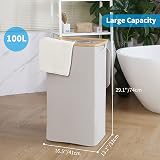efluky 100L Laundry Basket with Lid Bamboo Handles XL Foldable Light Grey view 3