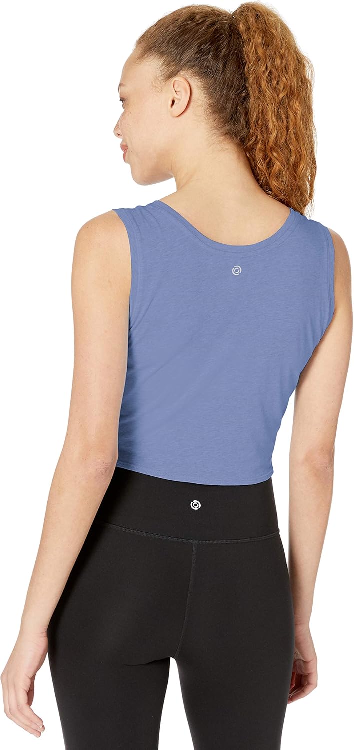 Core 10 Women's Pima Cotton Blend Knot Front Cropped Yoga Tank: Clothing
