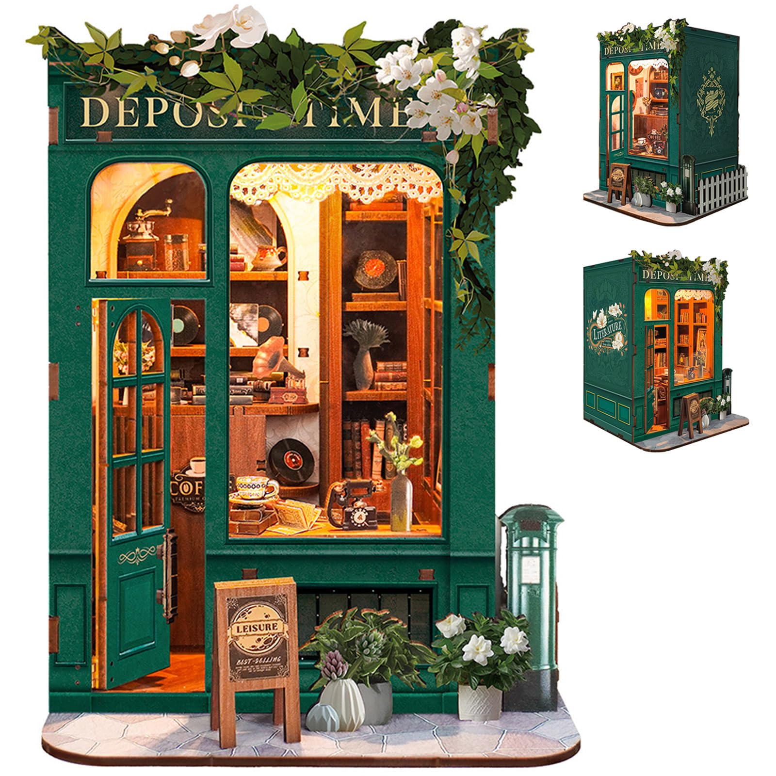Book Nook Kit – DIY Miniature House Kit for Adults Teens, 3D Wooden Puzzle Dollhouse Booknook with LED Light, Bookshelf Decor, Stress Relief Gift for Family Friends