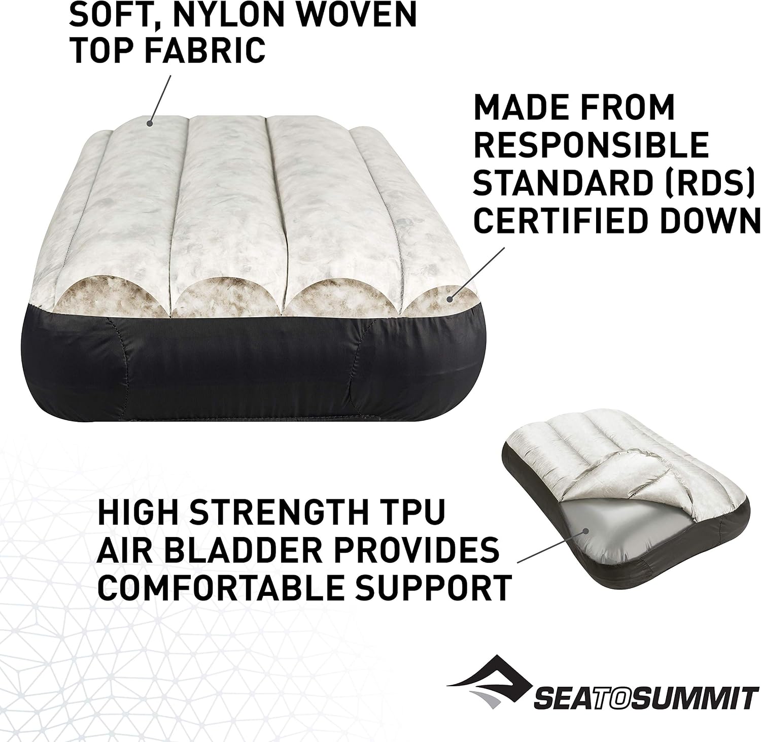 Sea to Summit, Aeros Down Pillow XL, Ultralight Inflatable Travel Pillow, 10D Fabric - Image 5