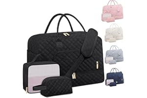 ATTMU Travel Duffle Bag, Weekender Bags for Women with Shoe Compartment & Wet Toiletry Pocket , Carry on Overnight Hospital Bag for Woman Labor Delivery, Gym, Trip, Ideal Christmas Gift for Women Black