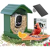 Smart Bird Feeder with Camera Solar Powered for Outdoors 2K FHD AI Recognition Hanging Bird Feeder Camera for Outside Backyard Garden, Gifts for Birdlover Mom Dad Kid (Dark Green and Orange)