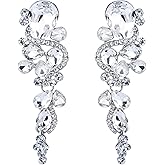 BriLove Women's Bohemian Boho Crystal Wedding Bridal Multiple Teardrop Chandelier Long Dangle Earrings