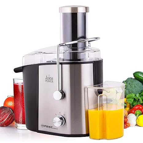 TZS First Austria - 800 Watt Edelstahl Zentrifugal-Entsafter XXL 75mm Einfüllöffnung, Saugnapf-Füße, Tropfstoppfunktion Zentr