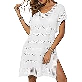 Women Swimsuit Crochet Swim Cover Up Summer V Neck Bathing Suit Beach Cover Up Swimwear Knit 2025 Beach Dress