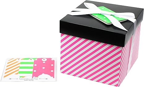 Apj ギフトボックス ラッピング 箱 ギフトタグ セット ネオンピンク Amazon