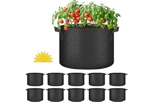 YSSOA 10-Pack 10 Gallon Grow Bags, Aeration Nonwoven Fabric Plant Pots with Handles, Heavy Duty Gardening Planter for Potato, Tomato, Vegetable and Fruits, Black 2024 Version