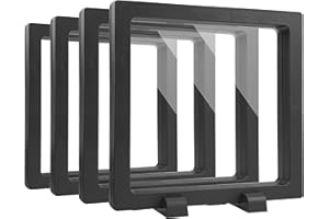 WISHDIAM 4 Pack 3D Coin Display Frame - 5.5x5.5x0.8' Floating Frame Set for AA Medallions, Jewelry, Fossil